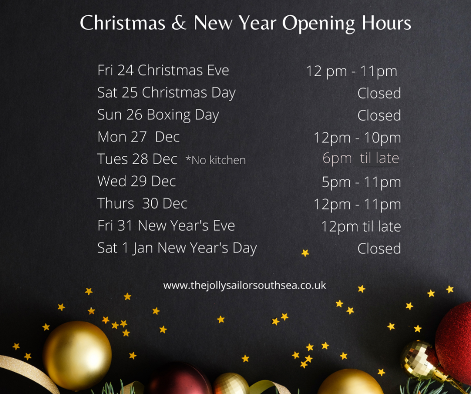 Is Ross Open On Christmas 2022 Christmas & New Year Opening Hours – The Jolly Sailor Southsea