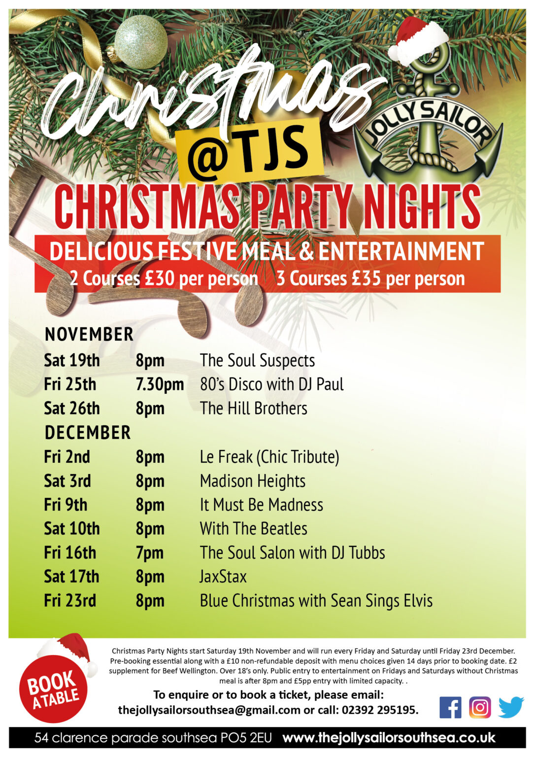 Christmas Party Nights TJS The Jolly Sailor Southsea