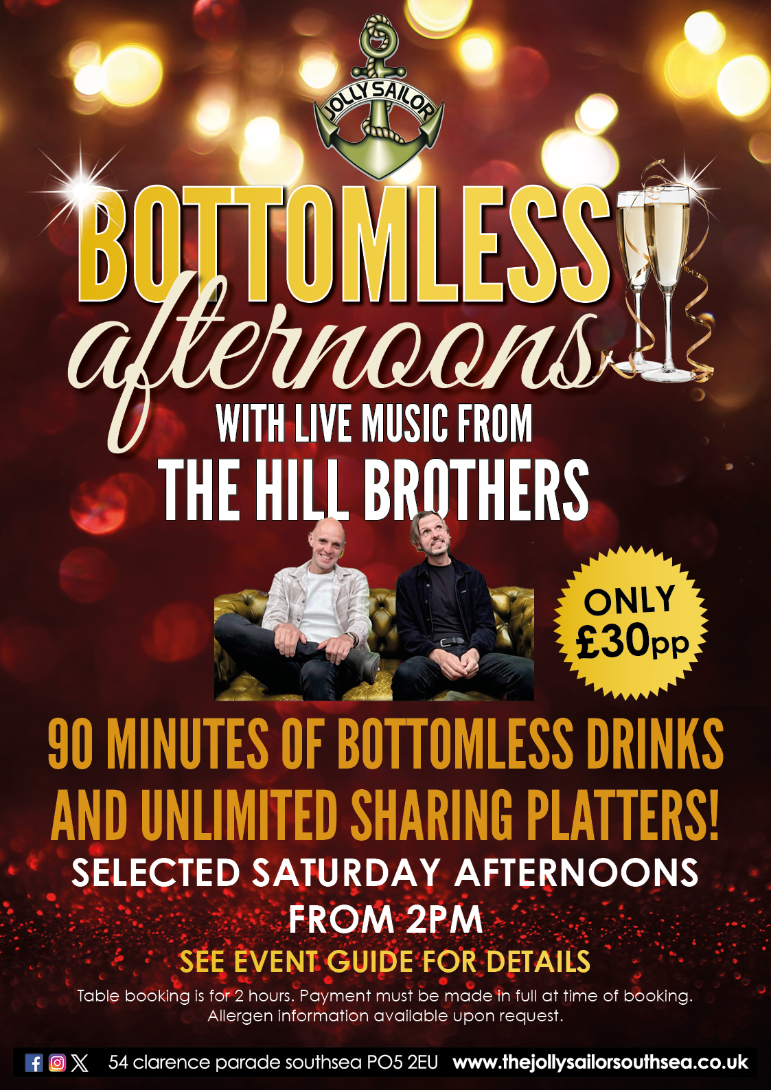 bottomless brunch, bottomless events, portsmouth events, live music, weekends, bands, southsea